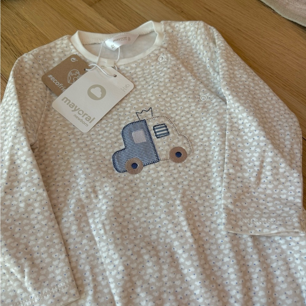 Mayoral Blue Car Footie Pajamas